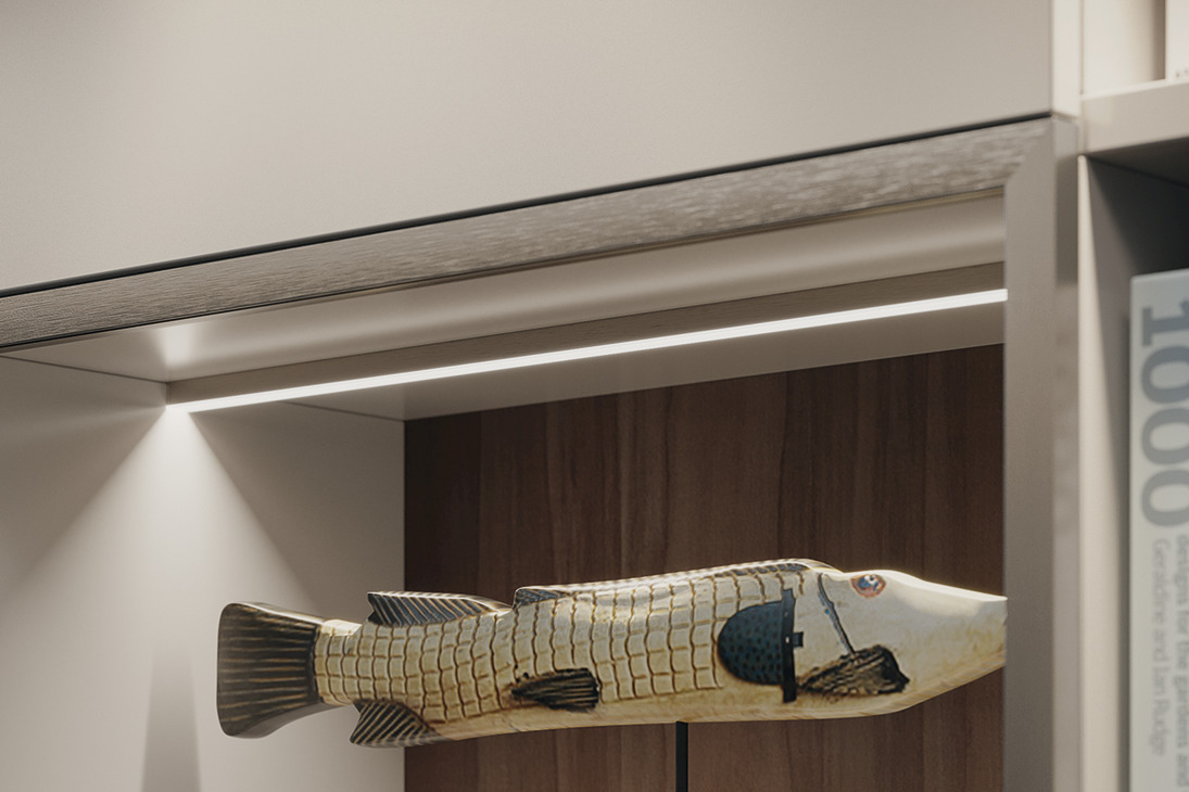 LED profil LOOX5, povrchový 2101, hliník, černý elox, 3v1 - LED profil + difuzor Opál + plastové koncové záslepky (2ks), 3m